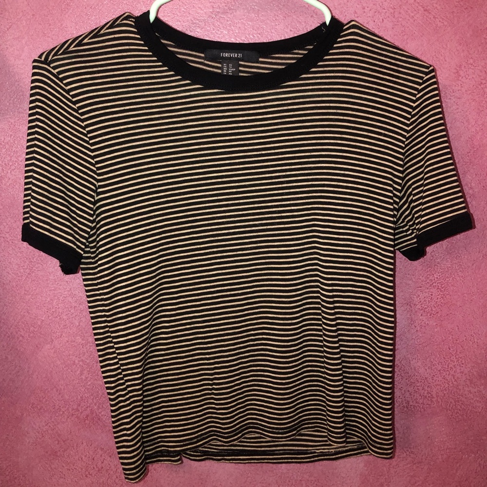 Black and nude striped crop top